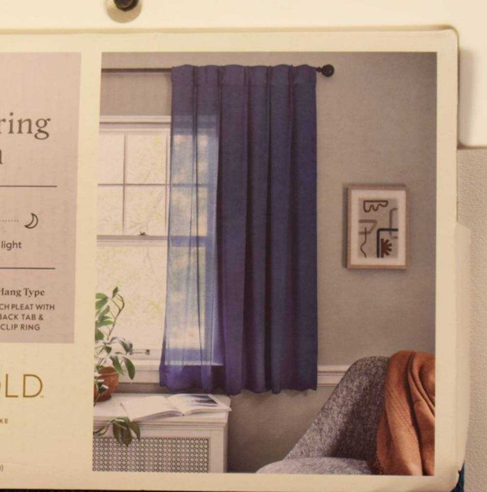 Threshold 34x63" Light Filtering Pebbled Satin Back Tab Curtain Panel Blue*#
